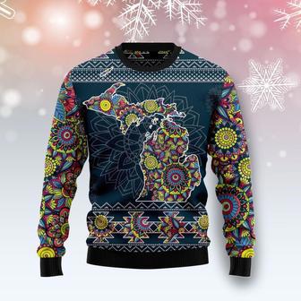 Michigan Blue Mandala Ugly Christmas Sweater | Favorety AU