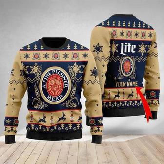 Miller Lite Personalized Ugly Christmas Sweater, Jumpers | Favorety CA