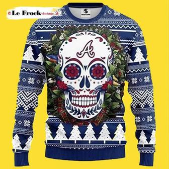 Mlb Atlanta Braves Skull Custom Ugly Christmas Sweater, Jumpers | Favorety