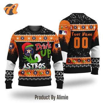 MLB Grinch Drink Up Houston Astros Custom Ugly Christmas Sweater, Jumpers | Favorety