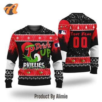 MLB Grinch Drink Up Philadelphia Phillies Custom Ugly Christmas Sweater, Jumpers | Favorety AU