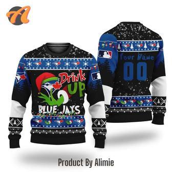 MLB Grinch Drink Up Toronto Blue Jays Custom Ugly Christmas Sweater, Jumpers | Favorety DE