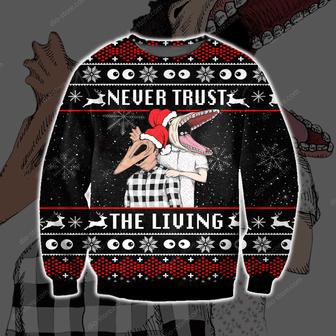 Never Trust The Living Knitting Pattern Print Ugly Christmas Sweater | Favorety AU