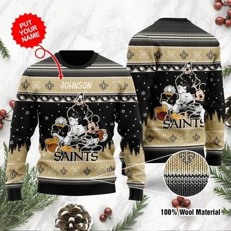 New Orleans Saints Disney Donald Duck Mickey Mouse Goofy Custom Ugly Christmas Sweater | Favorety