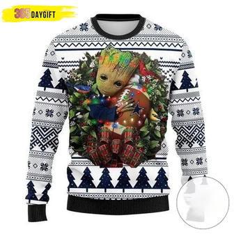 NFL Dallas Cowboys Groot Hug Custom Ugly Christmas Sweater, Jumpers | Favorety