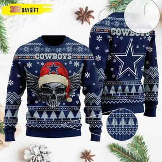 NFL Dallas Cowboys Skull Xmas Custom Ugly Christmas Sweater, Jumpers | Favorety