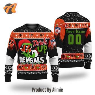 NFL Grinch Drink Up Cincinnati Bengals Custom Ugly Christmas Sweater, Jumpers | Favorety DE