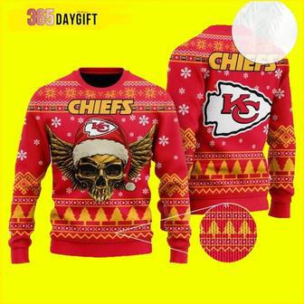 NFL Kansas City Chiefs Skull Xmas Custom Ugly Christmas Sweater, Jumpers | Favorety DE