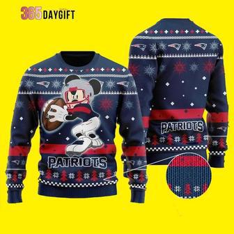 NFL Mickey Mouse New England Patriots Custom Ugly Christmas Sweater, Jumpers | Favorety DE