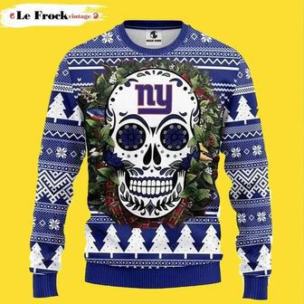 Nfl Skull Flower New York Giants Custom Ugly Christmas Sweater, Jumpers | Favorety DE