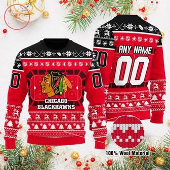 Nhl Chicago Blackhawks Personalized Custom Ugly Christmas Sweater, Jumpers | Favorety UK