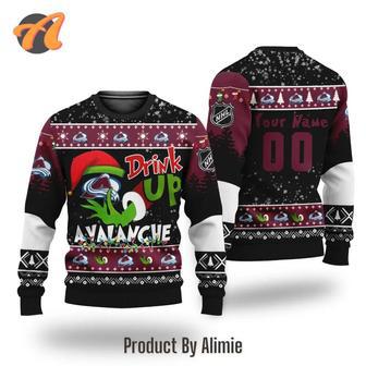 NHL Grinch Drink Up Colorado Avalanche Custom Ugly Christmas Sweater, Jumpers | Favorety CA