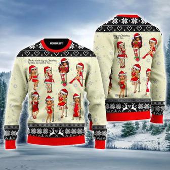 Nine Sweet Santa Ladies Dancing Ugly Christmas Sweater, Jumper | Favorety UK