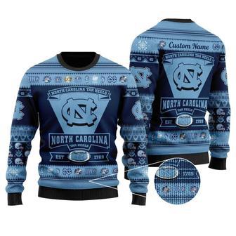 North Carolina Tar Heels Football Team Personalized Custom Ugly Christmas Sweater | Favorety CA