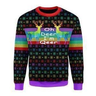 Oh Deer Im Qeer Ugly Christmas Sweater | Favorety AU