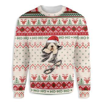 Old English Sheepdog Scratch Ugly Christmas Sweater | Favorety UK