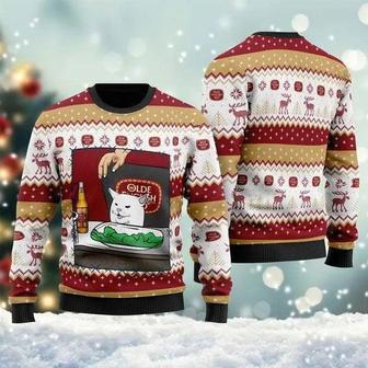 Olde English 800 Cat Meme Custom Ugly Christmas Sweater, Jumpers | Favorety CA