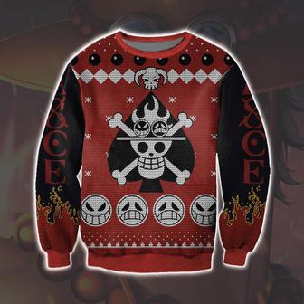 One Piece Ace Print Ugly Christmas Sweater | Favorety UK