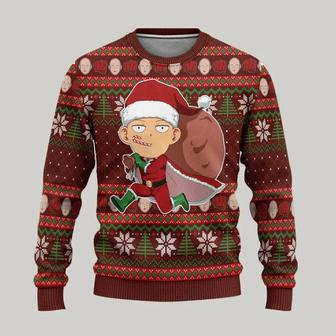 One Punch Man Anime Santa Saitama Custom Ugly Christmas Sweater, Jumpers | Favorety DE