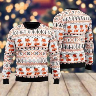 Orange Fox Xmas Pattern Ugly Christmas Sweater For Men & Women | Favorety