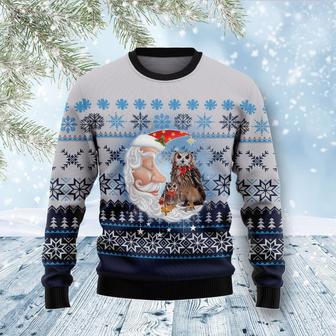 Owl Love Santa Moon Ugly Christmas Sweater | Favorety