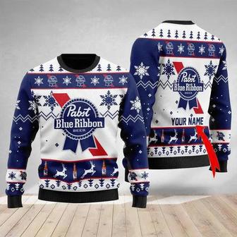 Pabst Blue Ribbon Personalized Ugly Christmas Sweater, Jumpers | Favorety