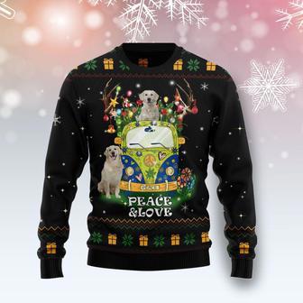 Peace Love Golden Retriever Ugly Christmas Sweater | Favorety AU