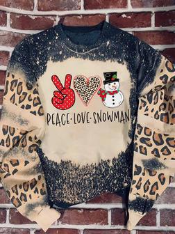 Peace love snowman Leopard Bleached Sweater | Favorety DE