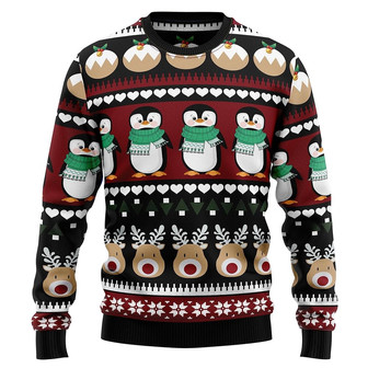 Penguin Unisex Christmas Sweater Men & Women , Plus Size Xmas Pullover Sweashirt for Men and Women - Thegiftio UK