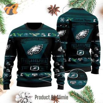 Philadelphia Eagles Football Team Logo Personalized Ugly Christmas Sweater | Favorety DE