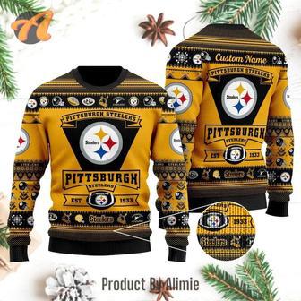 Pittsburgh Steelers Football Team Logo Personalized Ugly Christmas Sweater | Favorety CA