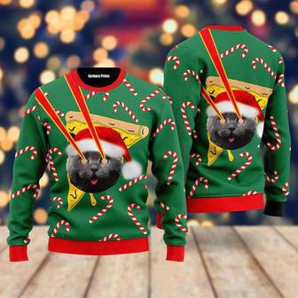 Pizza Cat With Laser Eyes Ugly Special Holiday Christmas Sweater For Men & Women | Favorety DE