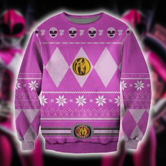 Power Rangers Knitting Pattern Pink Print Ugly Christmas Sweater | Favorety AU