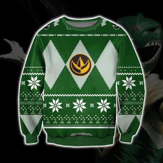 Power Rangers Knitting Pattern Print Green Ugly Christmas Sweater | Favorety UK