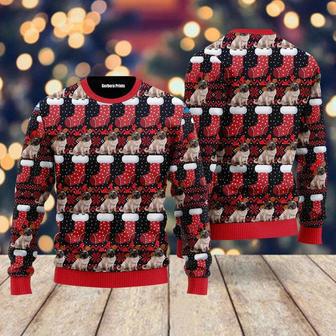 Puppy Dog With Red Xmas Socks Pattern Ugly Christmas Sweater For Men & Women | Favorety AU