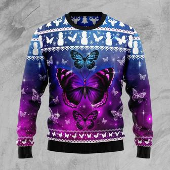 Purple Butterfly Ugly Christmas Sweater | Favorety