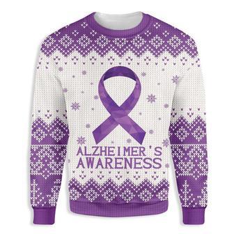 Purple Ribbon Alzheimer Awareness Ugly Christmas Sweater | Favorety CA