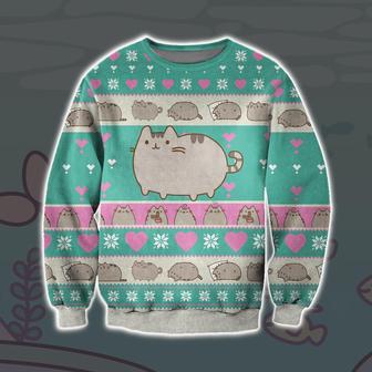 Pusheen Print Knitting Pattern Ugly Christmas Sweater | Favorety AU