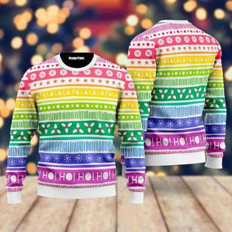 Rainbow Cozy Holiday Pattern Ugly Christmas Sweater For Men & Women | Favorety AU