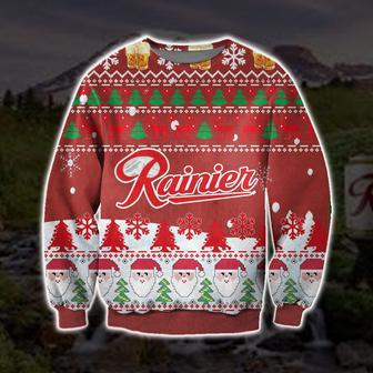 Rainier Beer Knitting Pattern Print Ugly Christmas Sweater | Favorety UK