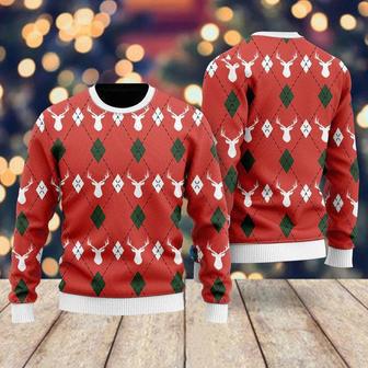 Red Argyle Reinmas Ugly Christmas Sweater For Men & Women | Favorety UK