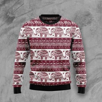 Red Elephant Mandala Ugly Christmas Sweater | Favorety CA