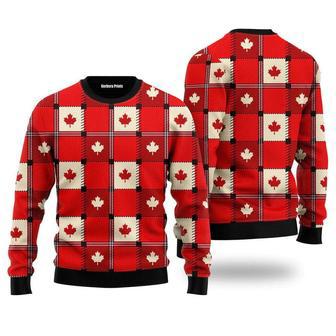 Red Maple Leaf Canada Day Ugly Christmas Sweater For Men & Women | Favorety