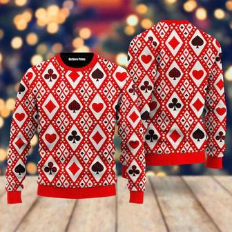 Red Seamless Playing For Xmas Pattern Ugly Christmas Sweater For Men & Women | Favorety AU