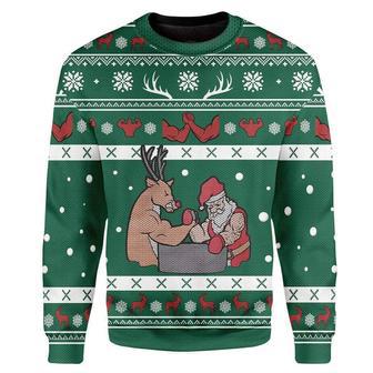 Reindeer And Santa Ugly Christmas Sweater | Favorety