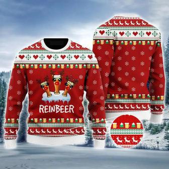 Reindeer Ugly Sweater, Funny Reindeer Reinbeer Christmas Red Ugly Sweater | Favorety AU