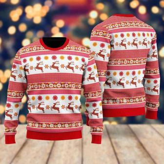 Reindeer Wonderful Time Of The Year Pattern Ugly Christmas Sweater For Men & Women | Favorety