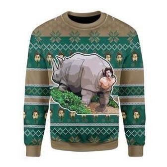 Rhino Giving Birth Ugly Christmas Sweater | Favorety UK