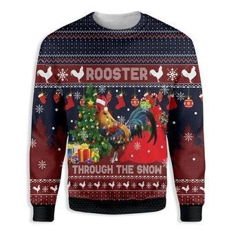 Rooster Through The Snow Ugly Christmas Sweater | Favorety