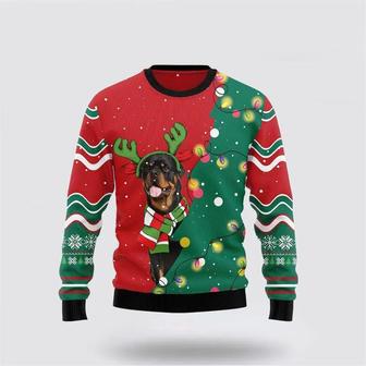 Rottweiler Christmas Tree Christmas Ugly Sweater – Pet Lover Christmas Sweater | Favorety UK